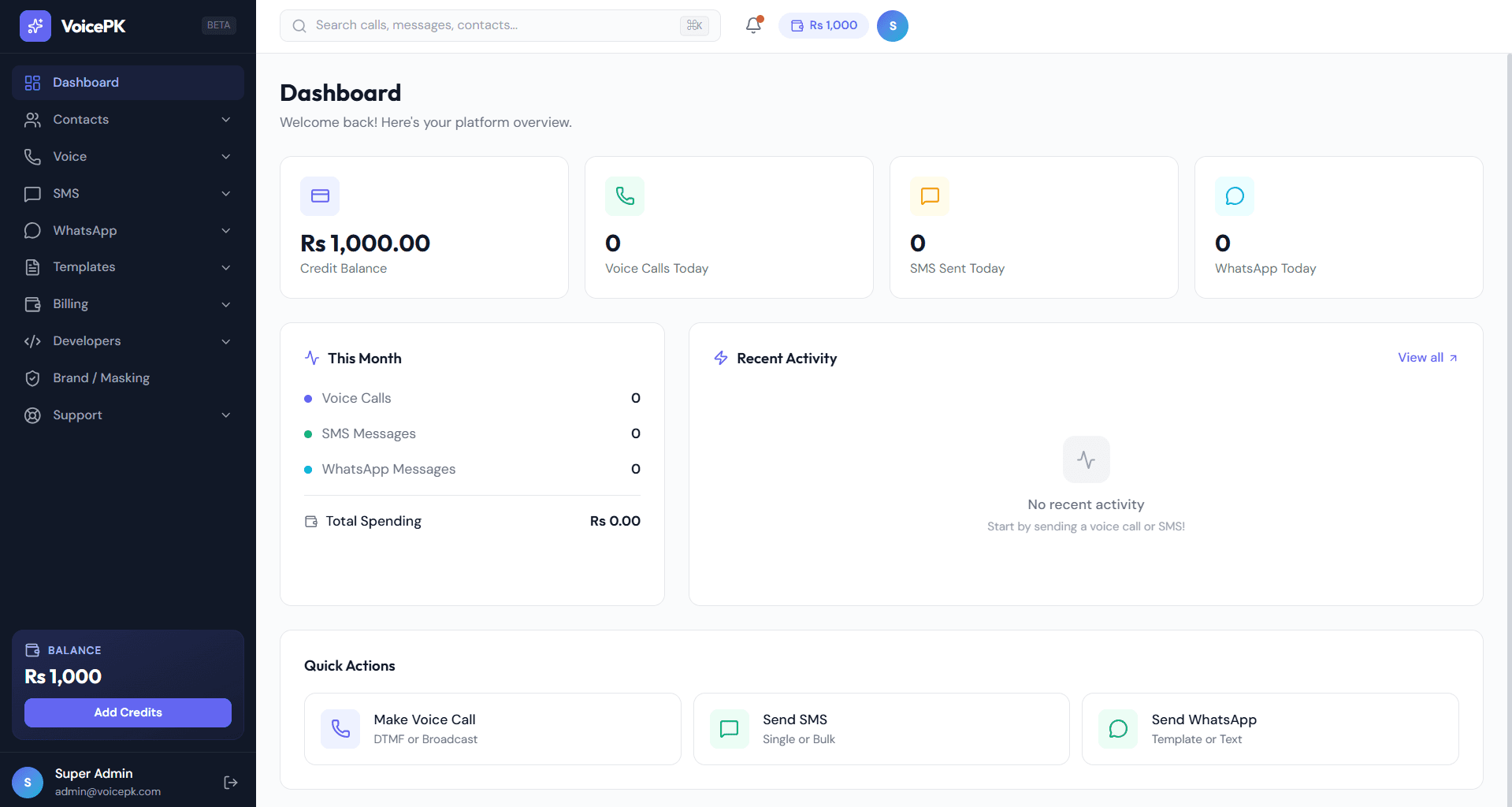 Enterprise CPaaS Platform - Web App